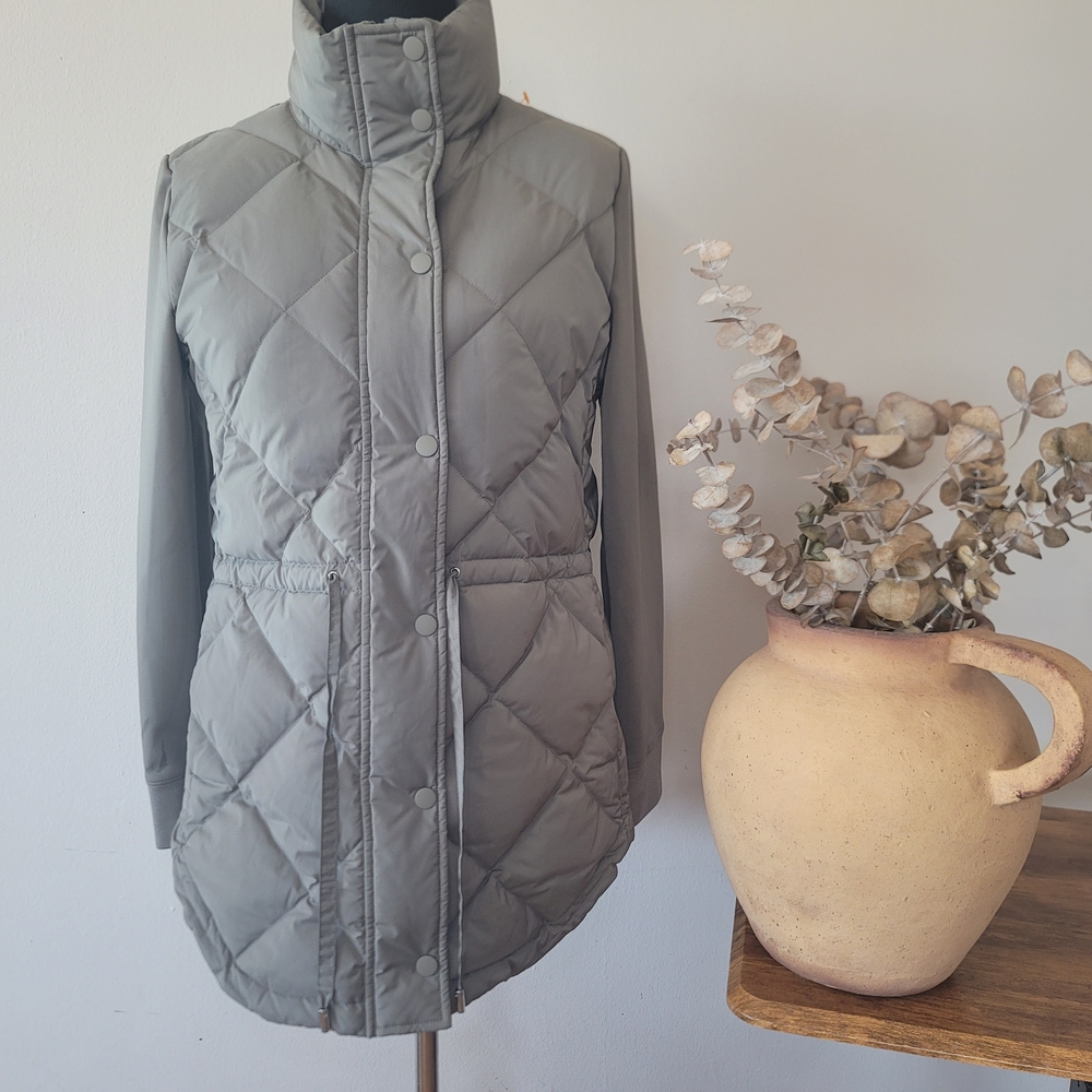 Theory Norberta Quilted Puffer Jacket Sage Grey Sz S Quiet Luxury Normcore